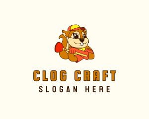 Clog - Plumber Plunger Squirrel logo design