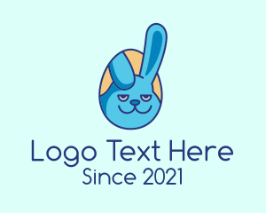 Bunny - Blue Rabbit Egg logo design