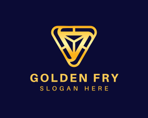 Golden Construction Triangle logo design