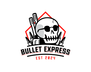 Bullets - Skull Firearm Weapon logo design