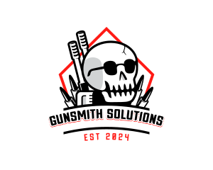 Skull Firearm Weapon logo design