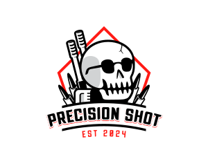 Skull Firearm Weapon logo design