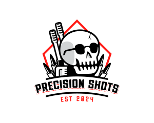 Marksmanship - Skull Firearm Weapon logo design