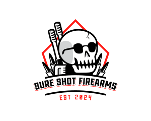 Skull Firearm Weapon logo design