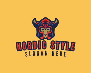 Scandinavian - Viking Man Helmet logo design