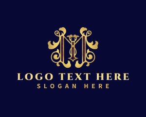 Victorian - Royal Decorative Hotel Letter M logo design