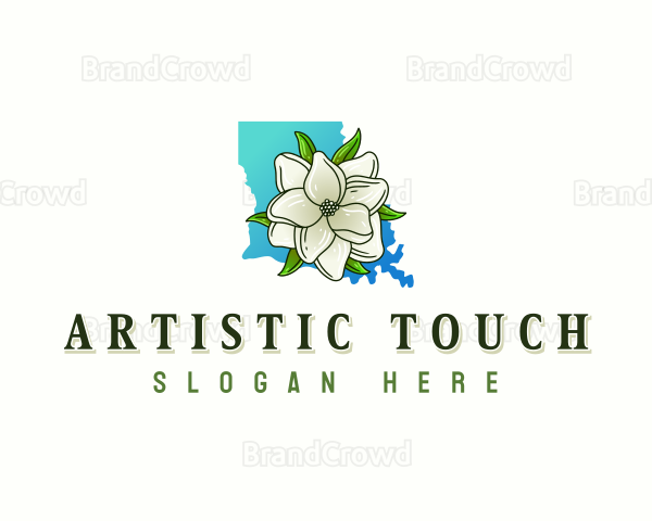 Louisiana Magnolia Flower Logo