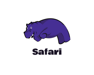 Purple Hippopotamus  Cartoon Logo