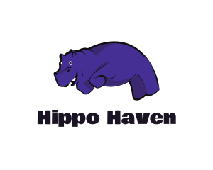 Purple Hippopotamus  Cartoon logo design