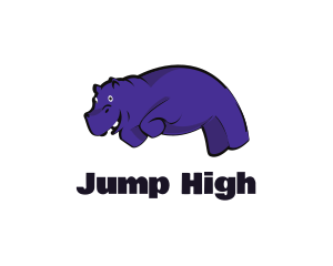 Purple Hippopotamus  Cartoon logo design