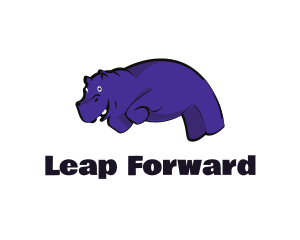 Jump - Purple Hippopotamus  Cartoon logo design