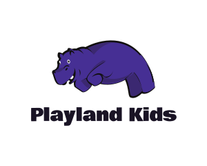 Purple Hippopotamus  Cartoon logo design