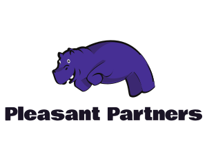 Nice - Purple Hippopotamus  Cartoon logo design