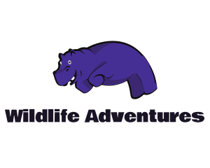 Purple Hippopotamus  Cartoon logo design