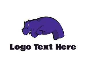 Jump - Purple Hippopotamus  Cartoon logo design