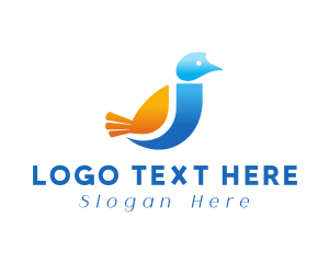 Pigeon - Gradient Bird Letter J logo design