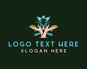 Flower - Lotus Hands Meditation logo design