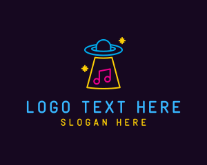 Outer Space - Neon Alien Music Lounge logo design