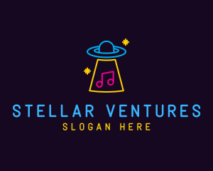 Galactic - Neon Alien Music Lounge logo design