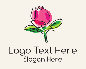 Petals - Rose Bud Monoline logo design