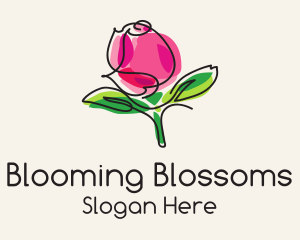 Blooming - Rose Bud Monoline logo design