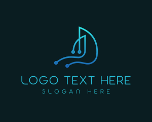 Coding - Abstract Tech Letter D logo design