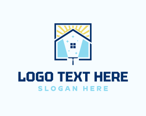 Clean - Sunrise Home Clean Squeegee logo design