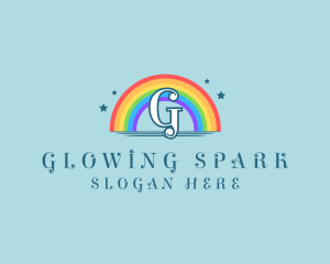 Sparkly Rainbow Cloud logo design