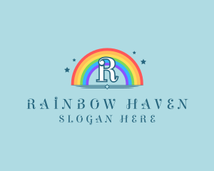 Sparkly Rainbow Cloud logo design