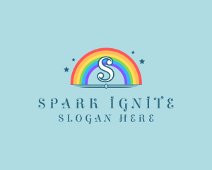 Sparkly Rainbow Cloud logo design