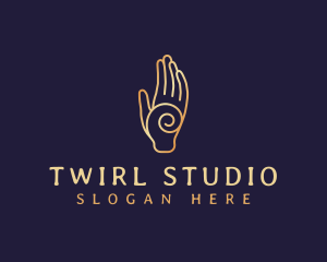 Twirl - Golden Swirl Hand logo design