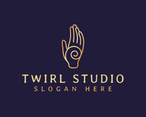 Golden Swirl Hand logo design