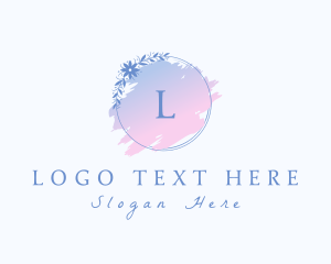 Cosmetology - Floral Watercolor Wreath logo design