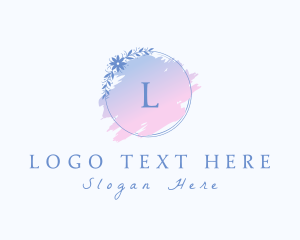 Brushstroke - Floral Watercolor Wreath logo design