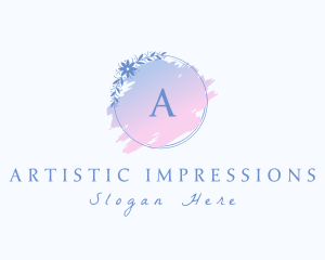 Floral Watercolor Wreath logo design