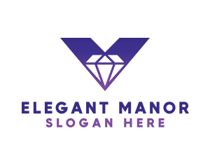 High Class - Bold V Diamond logo design