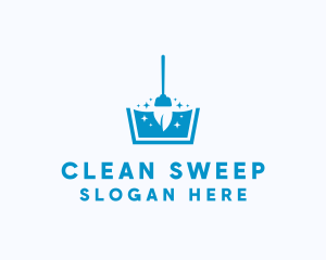 Sweeping - Shiny Janitorial Bucket logo design