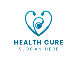 Medication - Medical Heart Stethoscope logo design