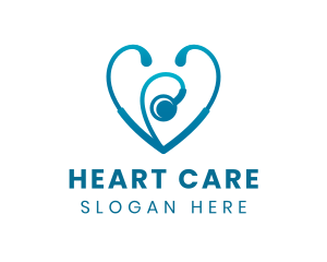 Cardiology - Medical Heart Stethoscope logo design