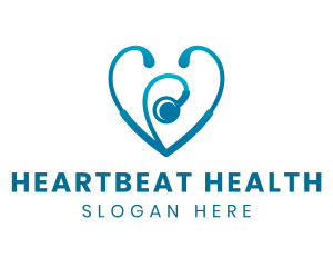 Cardiology - Medical Heart Stethoscope logo design
