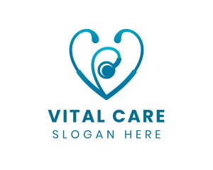 Medical Heart Stethoscope logo design