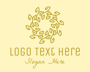 Wreath - Gold Organic Wreath logo design