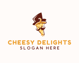 Cheesy - Pizza Food Mustache logo design