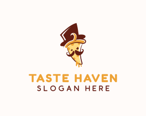 Pizza Food Mustache logo design