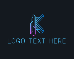 Computer - Futuristic Letter K Software logo design