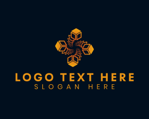 Hologram - Cyber Tech Cube logo design