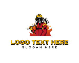 Firefighter - Axe Flame Firefighter logo design