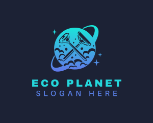 Planet Clean Housekeeper logo design