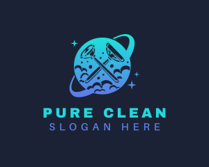 Planet Clean Housekeeper logo design