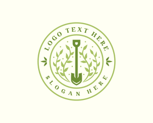 Eco - Shovel Leaf Landscaping logo design